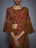 RI-Ritu-Kumar-Rust-And-Olive-Embroidered-Draped-Saree-CloseUp