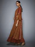 RI-Ritu-Kumar-Rust-And-Olive-Embroidered-Draped-Saree-Side-View1