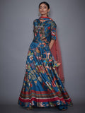 RI-Ritu-Kumar-Teal-Floral-Print-Lehenga-Set-Complete-View