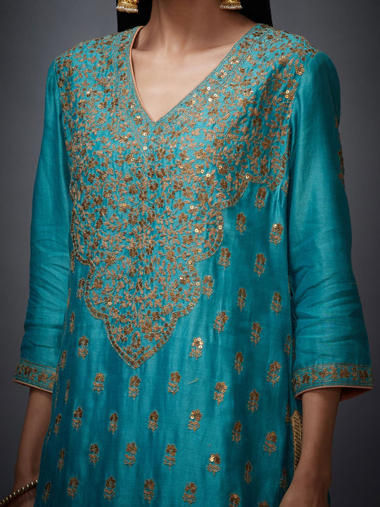 RI-Ritu-Kumar-Turquoise-And-Gold-Embroidered-Suit-Set-Closeup