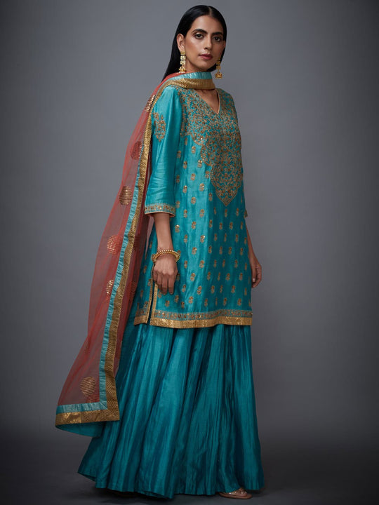 RI-Ritu-Kumar-Turquoise-And-Gold-Embroidered-Suit-Set-Side-View2