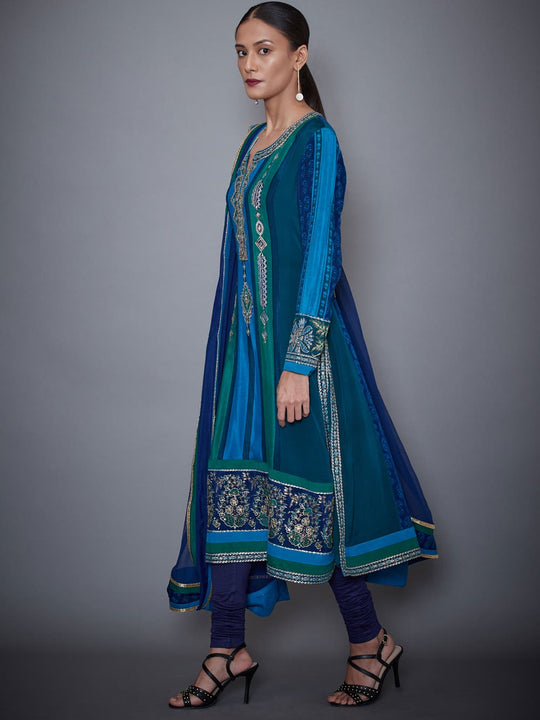 RI-Ritu-Kumar-Turquoise-And-Royal-Blue-Embroidered-Silk-Chinon-Suit-Set-Side-View1