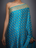 RI-Ritu-Kumar-Turquoise-Embroidered-Saree-With-Unstitched-Blouse-CloseUp