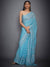 RI Ritu Kumar Turquoise Embroidered Saree With Unstitched Blouse