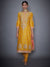 RI Ritu Kumar Yellow & Coral Embroidered Kurti With Dupatta And Churidar