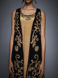 Black & Gold Embroidered Jacket & Trouser For Women-CloseUp