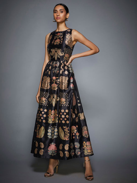 RI Ritu Kumar Black Embroidered Dress-Side-View1