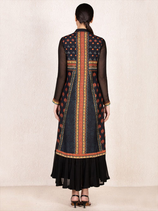 RI-Ritu-Kumar-Black-Mustar-Embroidered-Dress-With-Jacket-Back