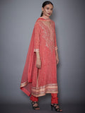 RI Ritu Kumar Coral Embroidered Suit Set Side View