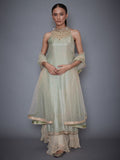RI Ritu Kumar Mint Green & Beige Silk Suit Set- Complete Look