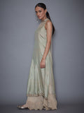 RI Ritu Kumar Mint Green & Beige Silk Suit Set- Side Pose