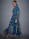 RI Ritu Kumar Turquoise & Beige Embroidered Jacket-Side-View-1