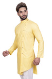 Designer Yellow Cool Cotton Indian Indo Western Sherwani for Men