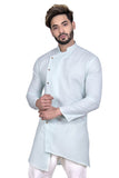 Designer Light Cyan Cool Cotton Indian Indo Western Sherwani for Men