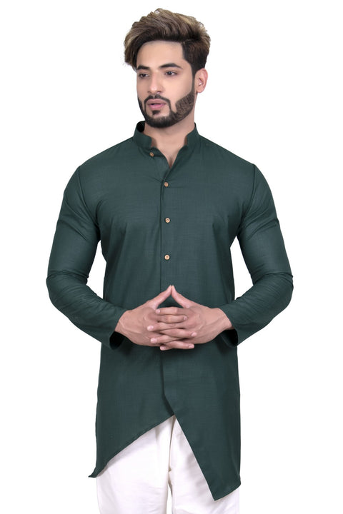 Designer Green Festive Cotton Indian Indo Western Sherwani for Men