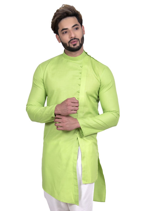 Designer Spring Green Cotton Indian Indo Western Sherwani for Men