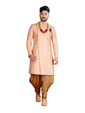 King Look Peach Luckhnowi Traditional Indian Wedding Indo-Western Sherwani for Men - RK1194