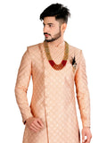 King Look Peach Luckhnowi Traditional Indian Wedding Indo-Western Sherwani for Men - RK1194