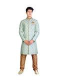 Embroidery Work Pista Silk Traditional Indian Wedding Indo-Western Sherwani for Men -RK1195