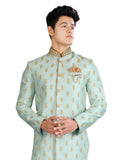 Embroidery Work Pista Silk Traditional Indian Wedding Indo-Western Sherwani for Men -RK1195