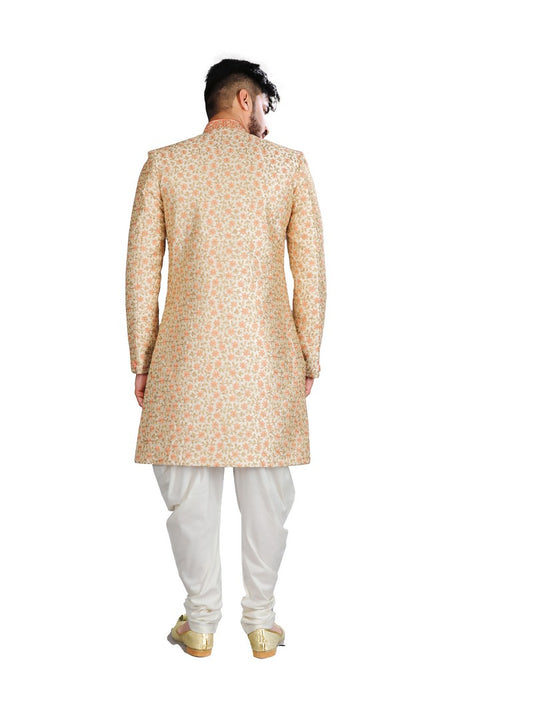 Stunning  Multicolor Zari Embroidered Indian Wedding Indo-Western Sherwani for Men -RK1200