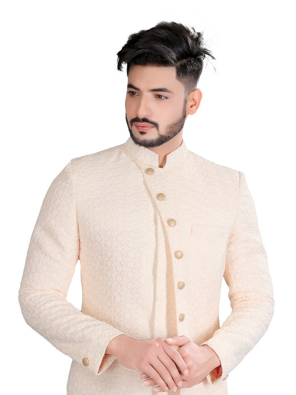 Baby Peach Color Indian Wedding Indo-Western Sherwani for Men -RK1203