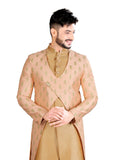 Designer Peach And Gold Color Indian Wedding Indo-Western Sherwani for Men -RK1207