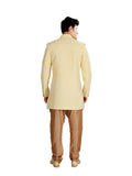 Asymmetrical Lemon Indian Wedding Indo-Western Sherwani for Men -RK1208