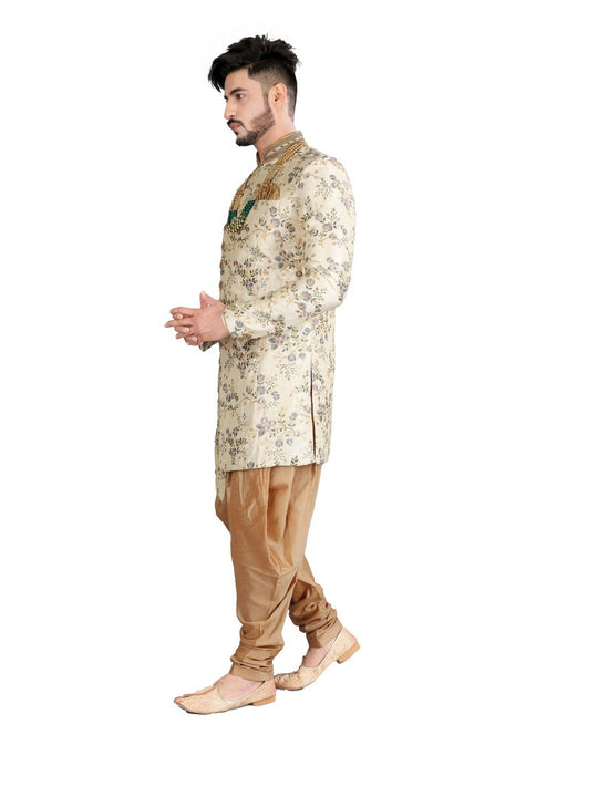Magnificent Multicolor Embroidery Indian Wedding Indo-Western Sherwani for Men -RK1209