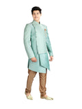 Sombre Seafoam Green Indian Wedding Indo-Western Sherwani for Men -RK1210