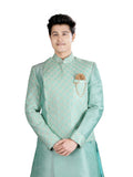 Sombre Seafoam Green Indian Wedding Indo-Western Sherwani for Men -RK1210