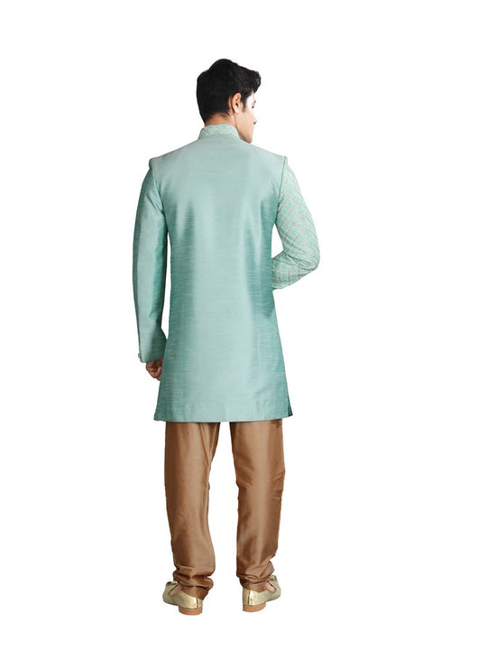 Sombre Seafoam Green Indian Wedding Indo-Western Sherwani for Men -RK1210