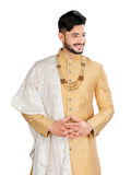 Elegant Gold Silk Indian Wedding Indo-Western Sherwani for Men -RK1212