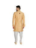 Elegant Gold Silk Indian Wedding Indo-Western Sherwani for Men -RK1212