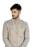 Ash Color Velvet Brocade Indian Wedding Indo-Western Sherwani for Men -RK1213