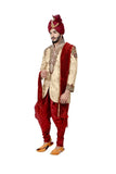 Zari Brocade Silk Maroon With Ethnic Dhoti Indian Wedding Sherwani For Men - RK2057