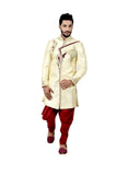 Stylish Brocade Silk Cream And Maroon Indian Wedding Sherwani For Men - RK2060