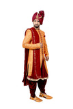 Royal Brocade Silk Rajah And Maroon Indian Wedding Sherwani For Men - RK2061