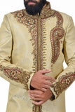 Designer Vanilla And Maroon Indian Wedding Sherwani For Men - RK2062