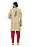 Designer Vanilla And Maroon Indian Wedding Sherwani For Men - RK2062