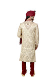 Maharaja Cream And Maroon Indian Wedding Sherwani For Men - RK2063