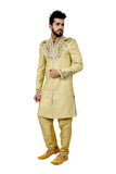 Traditional Zari Brocade Silk Gold Indian Wedding Sherwani For Men - RK2065