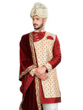 Fine Classy Maroon Silk Indian Wedding Sherwani For Men