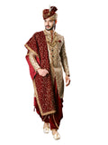 Seductive Maroon Silk Indian Wedding Sherwani For Men