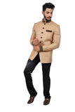 Apricot And Black Wedding Color Jodhpuri Printed Indian Suit Set For Men - RK3068SNT