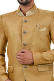 Royal Gold And Blue Wedding Color Jodhpuri Printed Indian Suit Set For Men - RK3069SNT