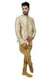 Elegant Dutch white Golden Jodhpuri With Breeches Indian Traditional Suit Set For Men - RK3070SNT