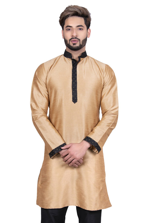 Classy Golden Indian Silk Kurta Set for Men