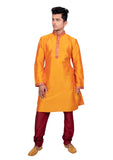 Classy Orange Indian Silk Kurta Set for Men