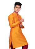 Classy Orange Indian Silk Kurta Set for Men